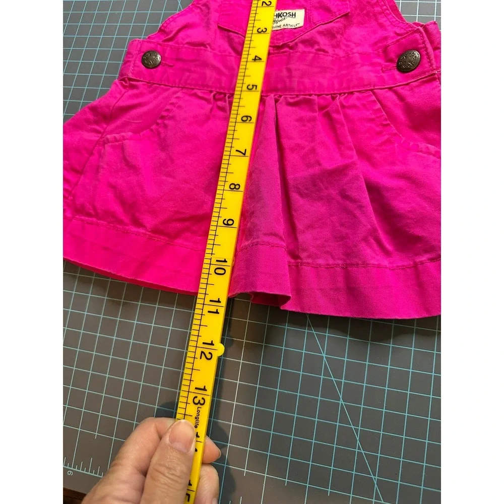 OshKosh Bgosh Pink Jean Overall Romper Jumper Dress 3M Fuchsia Vestbak